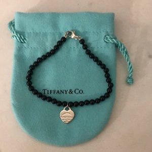 Tiffany Heart Tag Black Onyx Mini Bead Bracelet